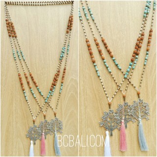 mix beads mala stone crystal tassels necklaces pendant silver bronze